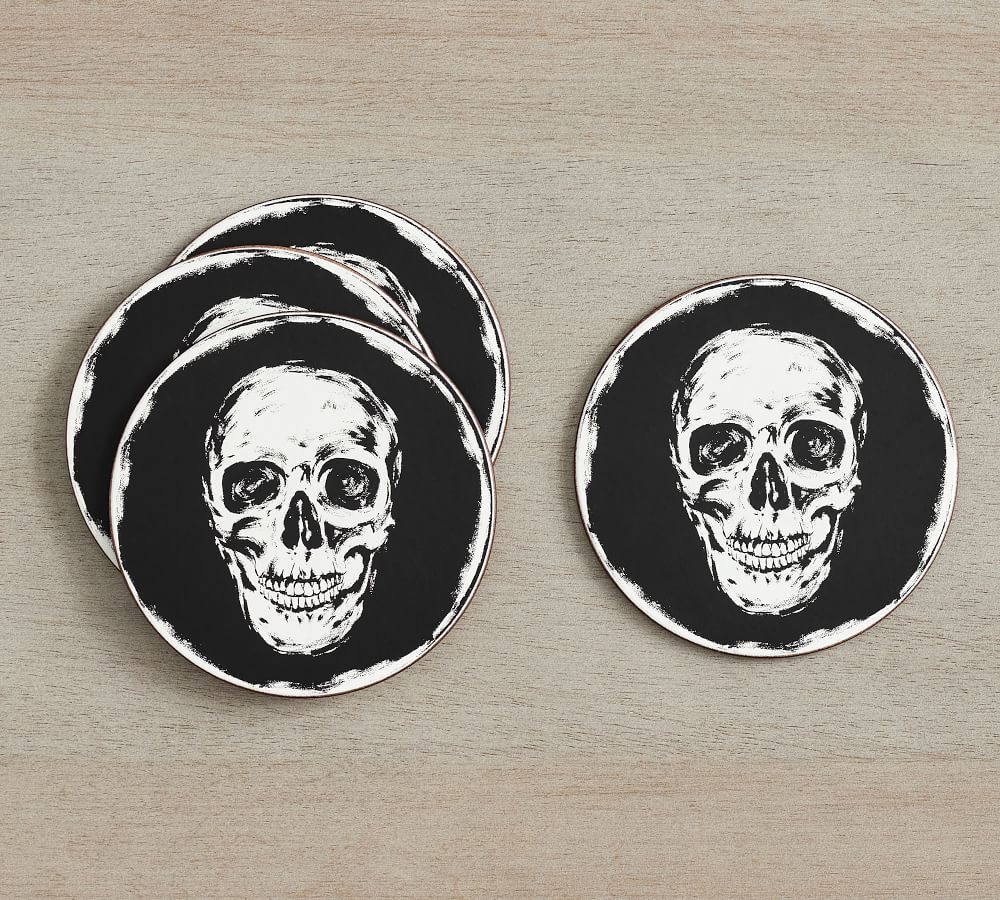 Painted Skull Cork Coasters - Set of 4 | Pottery Barn (US)