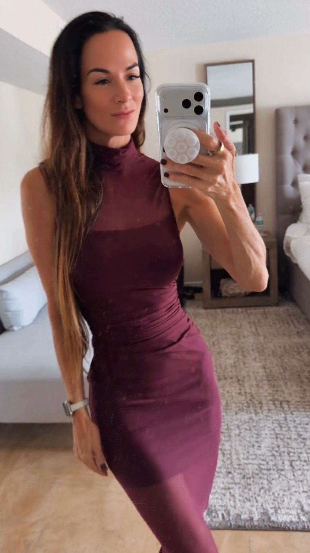 Denim is getting the night off. 😉 Wearing this Amanda Uprichard dress to dinner tonight and loving the rich plum color, sheer high neckline and ruched detailing. Such a beautiful option for a fall date night or dressed-up dinner. Shop the dress below!

Wearing XS 
@Revolve #revolveambassador

#LTKdayinmylife #LTKgrwm #LTKootd