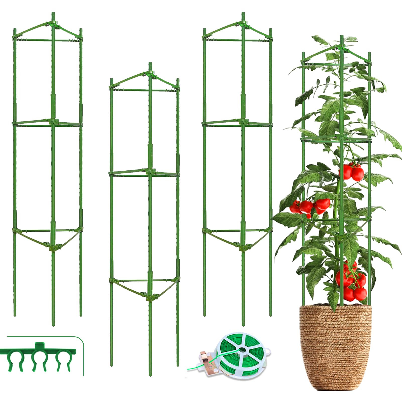 Fabulas 3 Pack Tomato Cages - Tomato Trellis Plant Support Stake Cage for Garden and Pots, Adjustable Tomato Plant Cage Tall Up to 48 Inch for Raised Garden Bed Outdoor Climbing Plants Vegetables | Amazon (US)