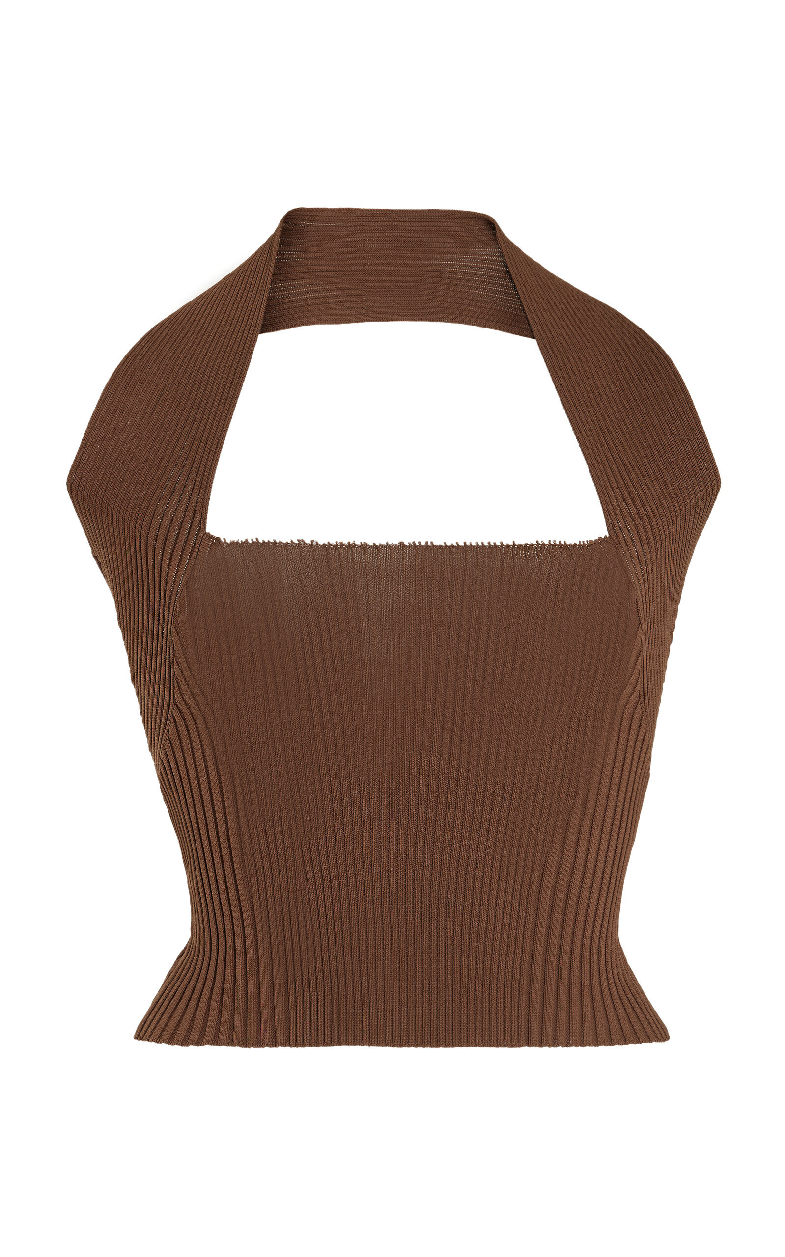 By Malene Birger - Cropped Ribbed-Knit Halter Top - Brown - S - Moda Operandi | Moda Operandi (Global)