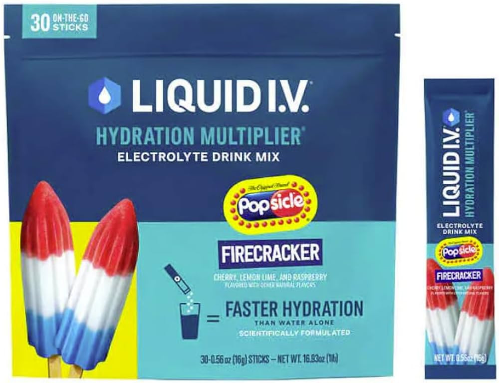 Liquiid I.V Energy Hydration Multiplier, Firecracker Flavor, 30 Count Individual Packs | Amazon (US)