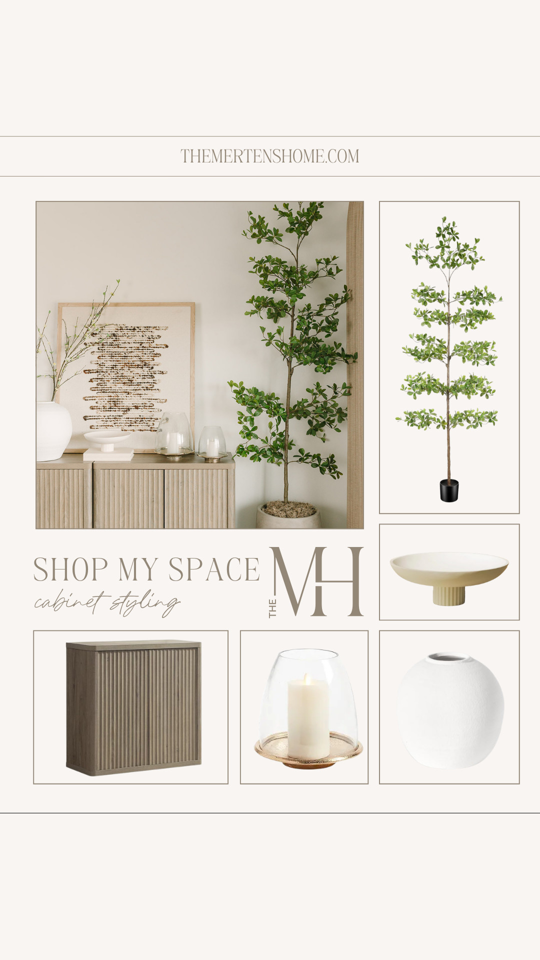 My dining room cabinet styling 🤍 Neutral, but it makes such a statement the second you walk in, with a tree, candles, a vase with stems, and an art piece layered together beautifully. 

 

#LTKHome #LTKSaleAlert