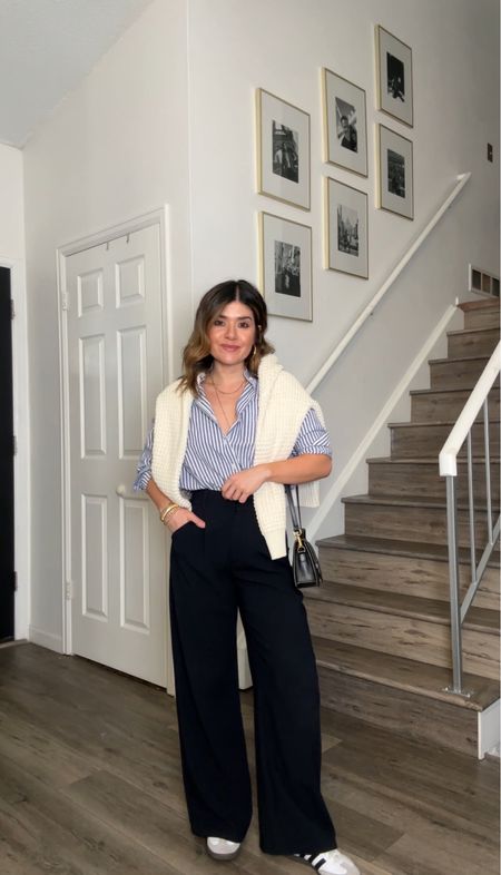 Shirt xs
Trousers 24 short
Spring outfit, Abercrombie Sloan pant, knit cardigan, blue stripe shirt

#LTKfindsunder100 #LTKfindsunder50 #LTKshoecrush