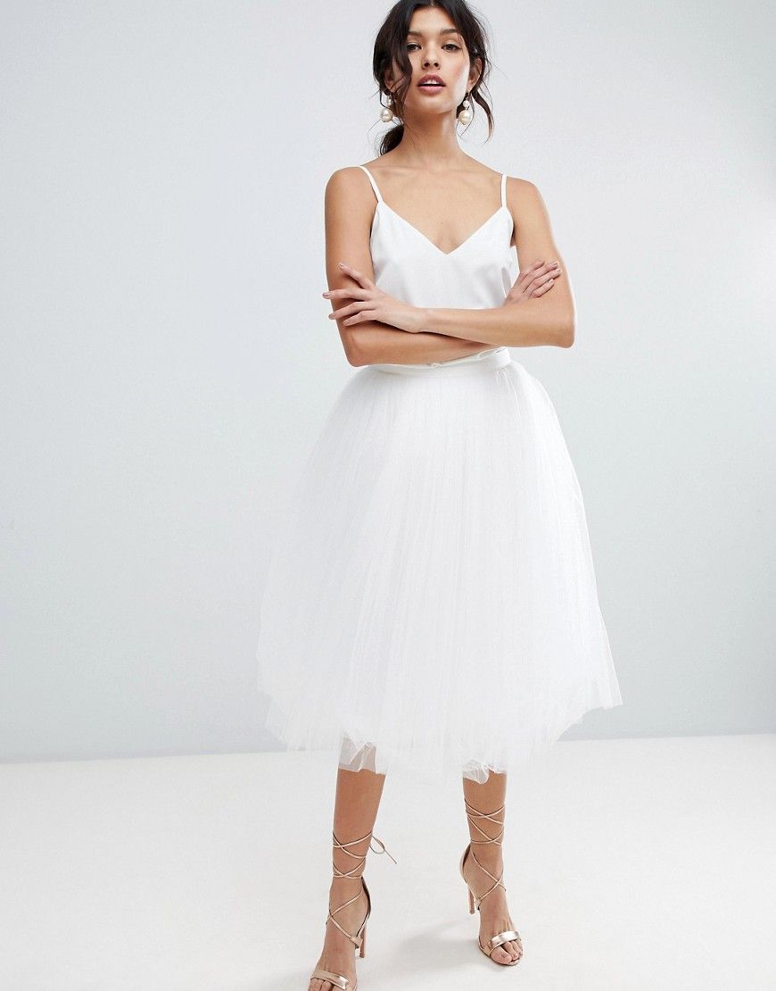 Little Mistress Midi Tulle Prom Skirt - White | ASOS US