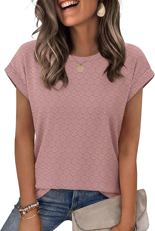 Alaroo Womens Summer Tops Short Sleeve Shirts Crew Neck Tshirt Cute Trendy Tunic Blouses (S-3XL) | Amazon (US)