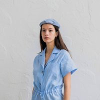 Blue Beret, Linen Hat Women, Summer French Mini Vintage Boho Clothing, Spring Hats | Etsy (US)