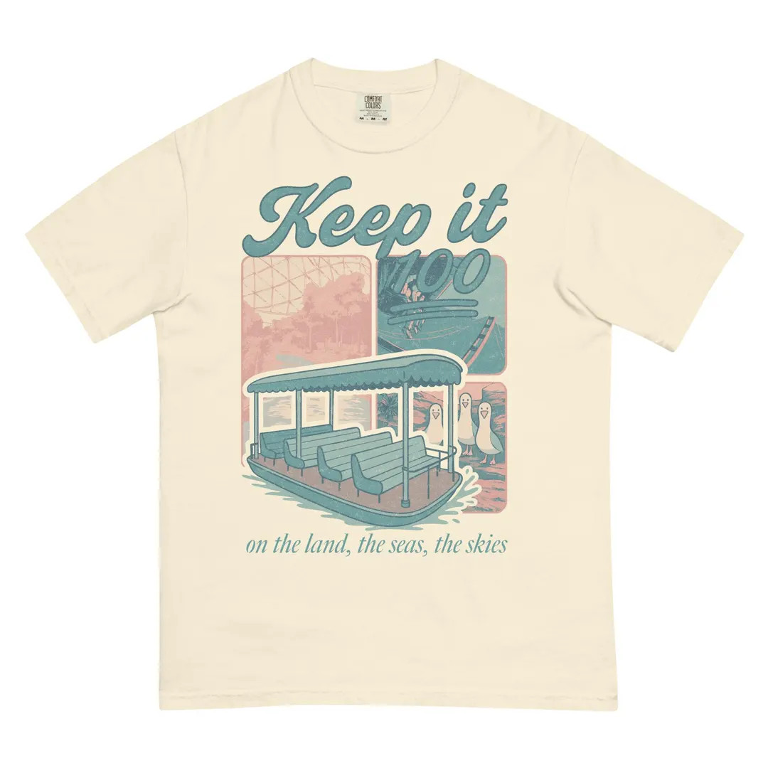 Epcot Ride Inspired Tee: Keep It 100 on the Land, the Seas, the Skies - Comfort Colors | Etsy (US)