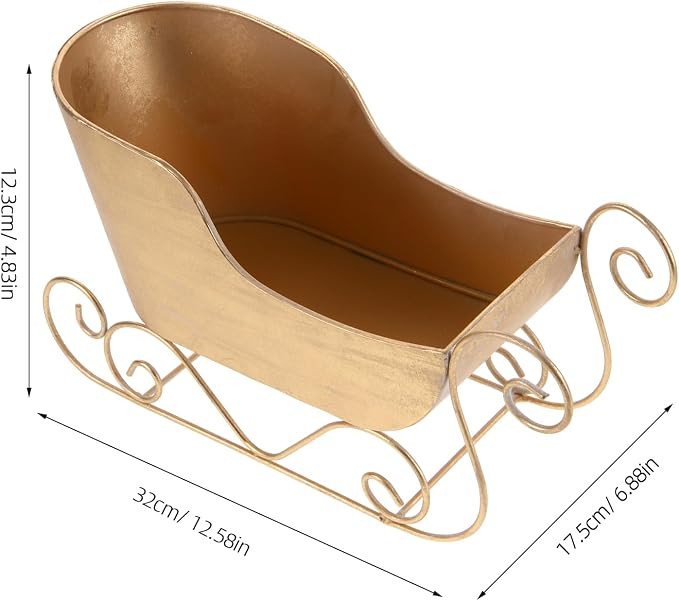 Cabilock Christmas Sleigh Desktop Sleigh Figurine Xmas Santa Sleigh Container Basket Candy Platte... | Amazon (US)