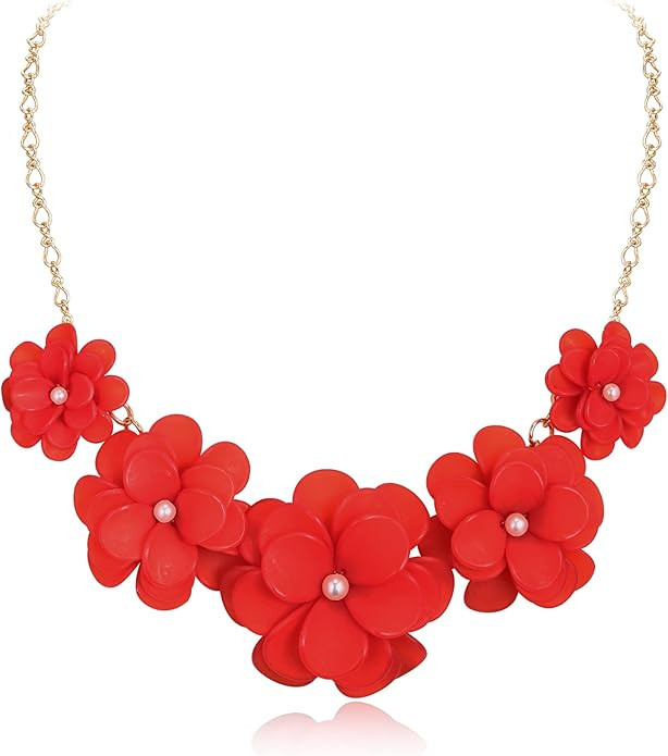 Flyonce Flower Collar Necklace, Floral Flower Statement Summer Beach Chokers Necklaces for Women | Amazon (US)