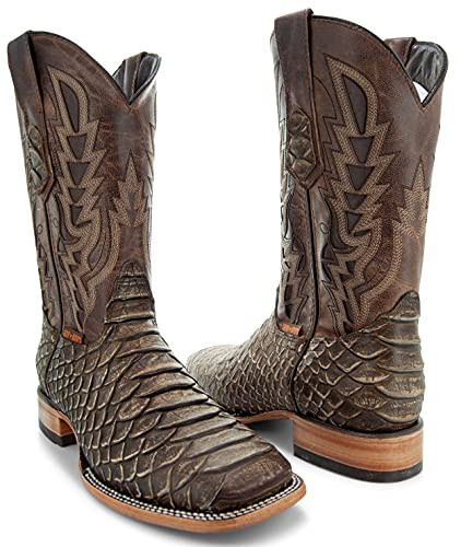 Soto Boots Men's Snakebike Python Print Cowboy Boots, Exotic Print Men's Cowboy Boots, Western Boots For Men H50032 (Tan,9.5) | Amazon (US)