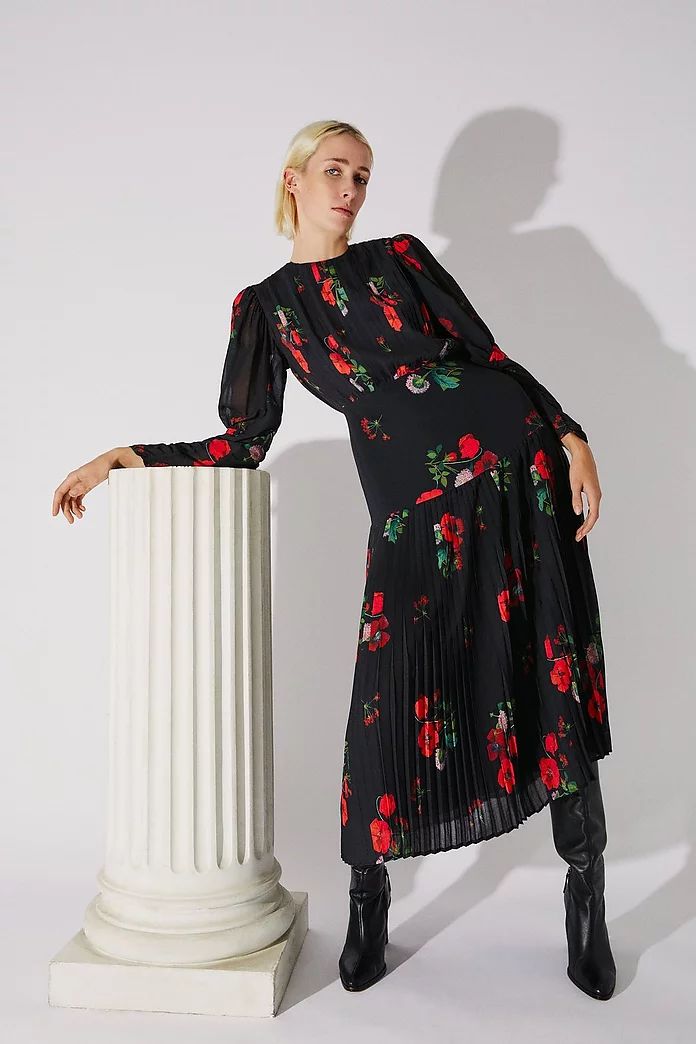 The British Museum x WH: The Mary Delany Collection Pleated Dress | Warehouse UK & IE