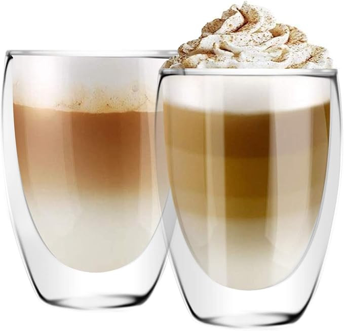 [6-Pack,12 Oz] DESIGN•MASTER - Premium Double Wall Insulated Glass, Coffee or Tea Glass Mugs, T... | Amazon (US)