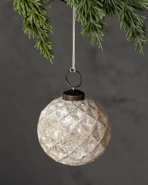 Textured Embossed White Glass Ball Ornaments, Set of 4 | Scout & Nimble