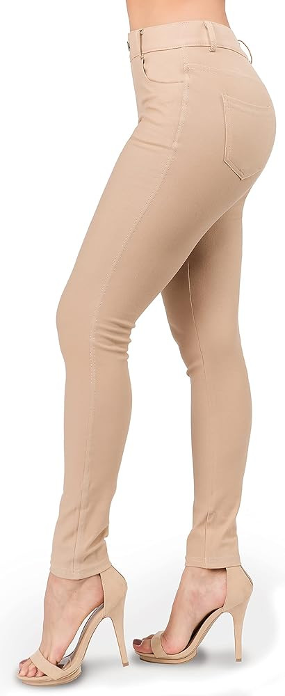 Jean Look Jeggings for Women Denim Womens Stretch Skinny with Pockets Cotton Blend Capri and Full... | Amazon (US)