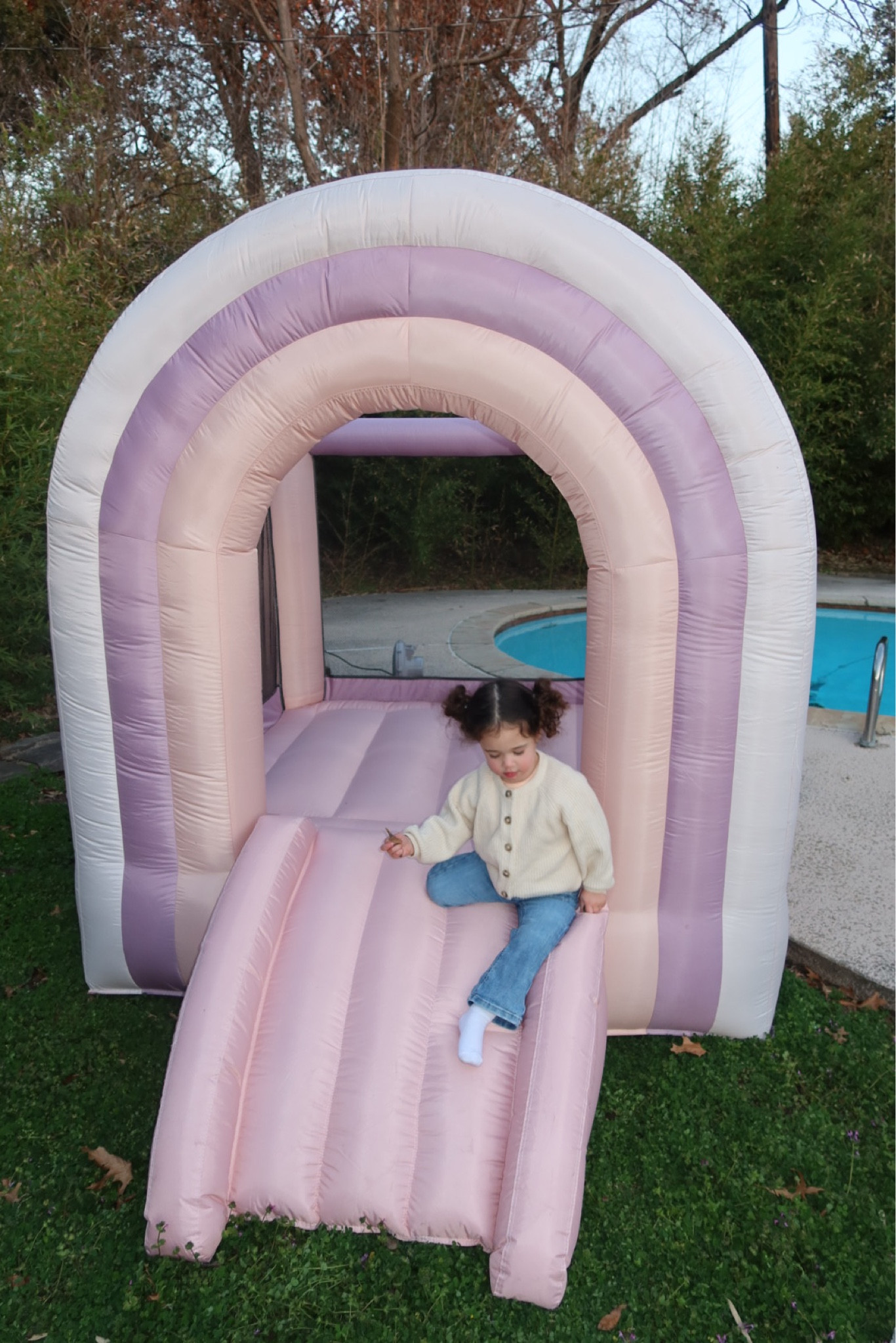 Toddler bounce castle 
Toddler girls sweater and t shirt from old navy 
Jeans from Target

#LTKkids #LTKfamily #LTKbaby