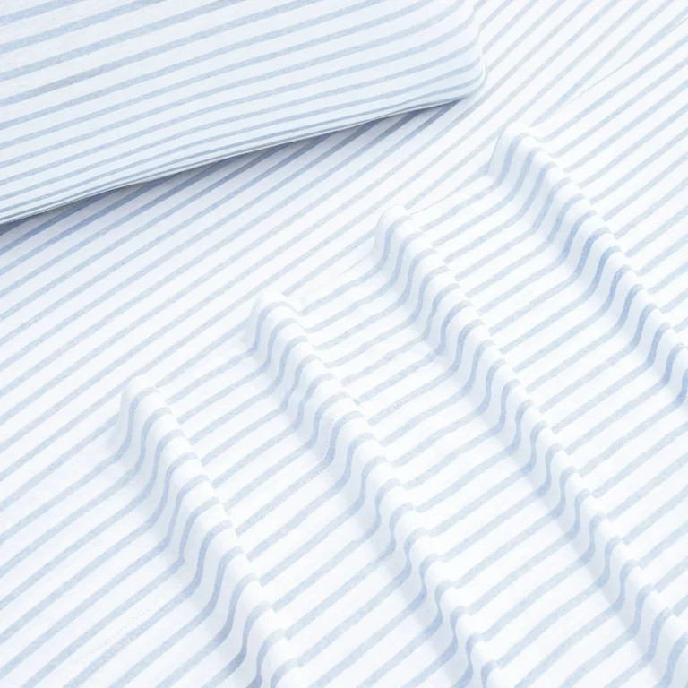 Gap Home Kids Mini Stripe T-Shirt Soft Jersey Organic Cotton Blend Sheet Set, Full, Blue, 4-Piece... | Walmart (US)