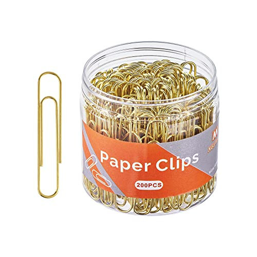 NEEWAY Gold Paper Clips, 200 Count Large Size, 2 Inch Jumbo Paperclips, Stylish Gold-Plated Paper Clip | Amazon (US)