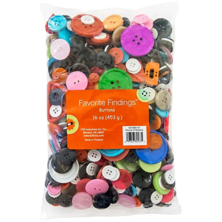 Favorite Findings Assorted Sew Thru Value Pound Of Buttons, 16 Ounces | Walmart (US)