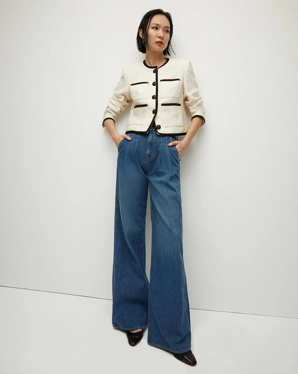 Mia Pleated Wide-Leg Jean | Veronica Beard
