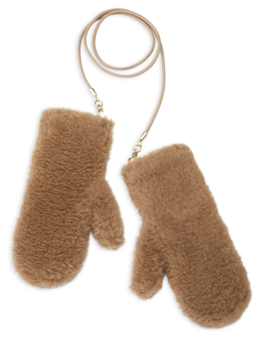 Max Mara Ombrat Teddy Mittens | Saks Fifth Avenue