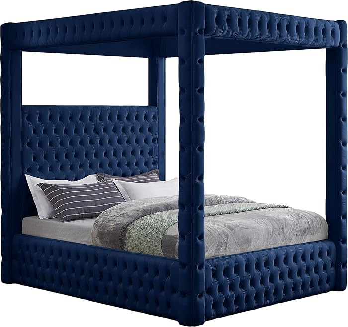 Meridian Furniture RoyalNavy-K Royal Collection Modern | Contemporary Velvet Upholstered King Bed... | Amazon (US)