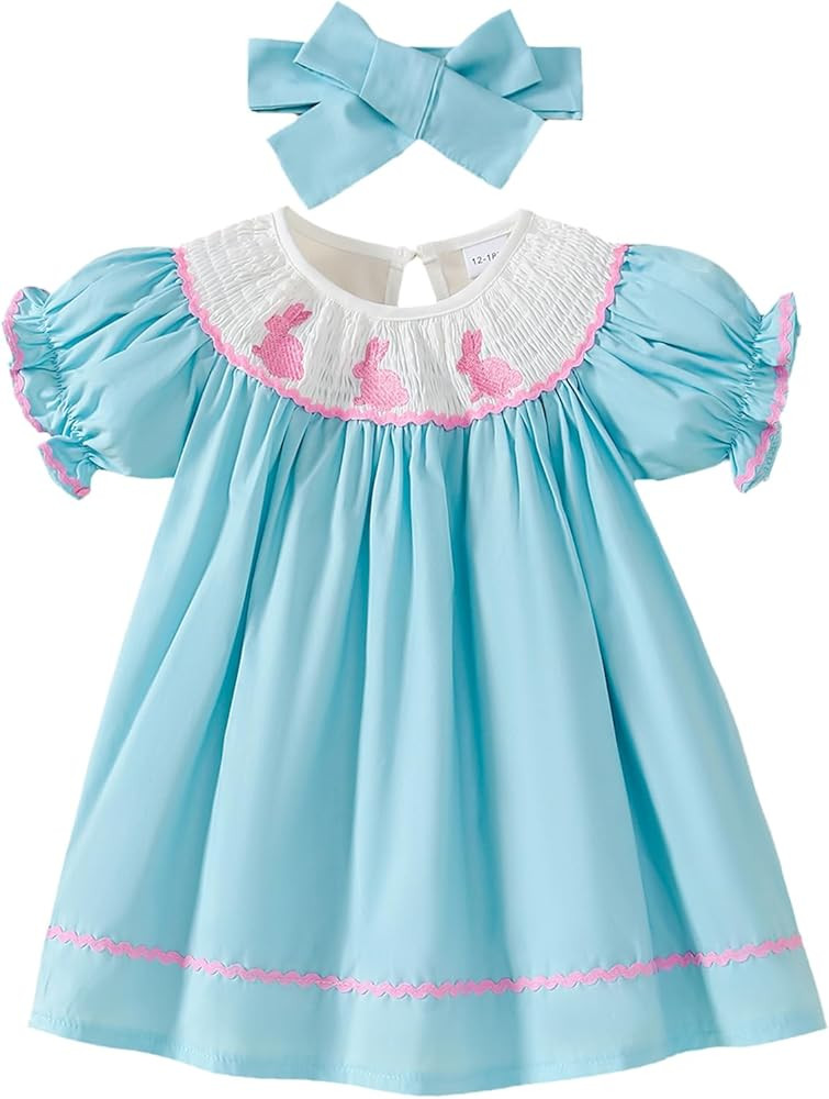 Toddler Girl Easter Dress Rabbit Outfit Little Girls Easter Clothes 1-5T | Amazon (US)