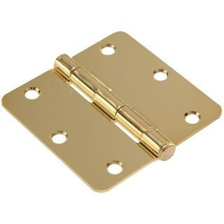 3-1/2 in. Brass Residential Door Hinge with 1/4 in. Round Corner (9-Pack) | The Home Depot