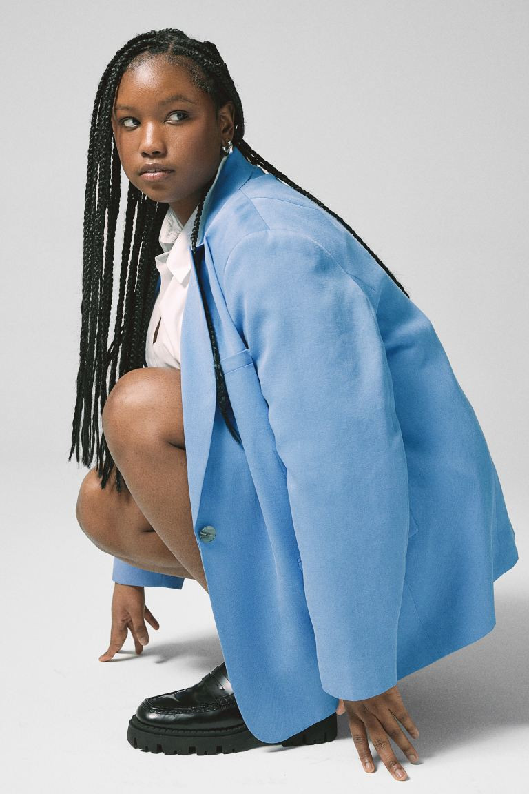 Single-breasted Twill Blazer - Sky blue - Ladies | H&M US | H&M (US + CA)