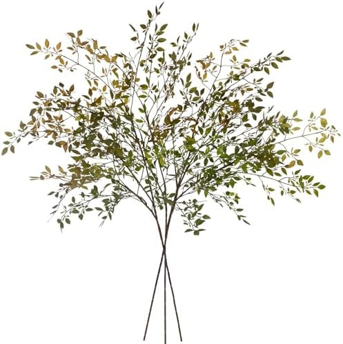 Plastic Greenery Stem Vase with Simulated 43.3 inches Stems and Branches Simulated Eucalyptus Lea... | Amazon (US)