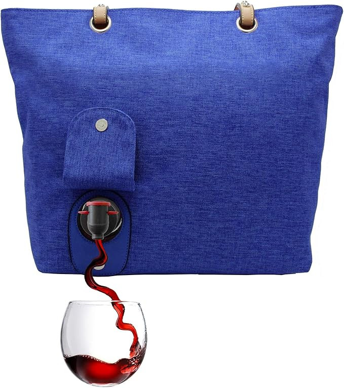 PortoVino City Tote Bag - Canvas Wine Purse with Hidden Spout and Dispenser Flask for Wine Lovers... | Amazon (US)