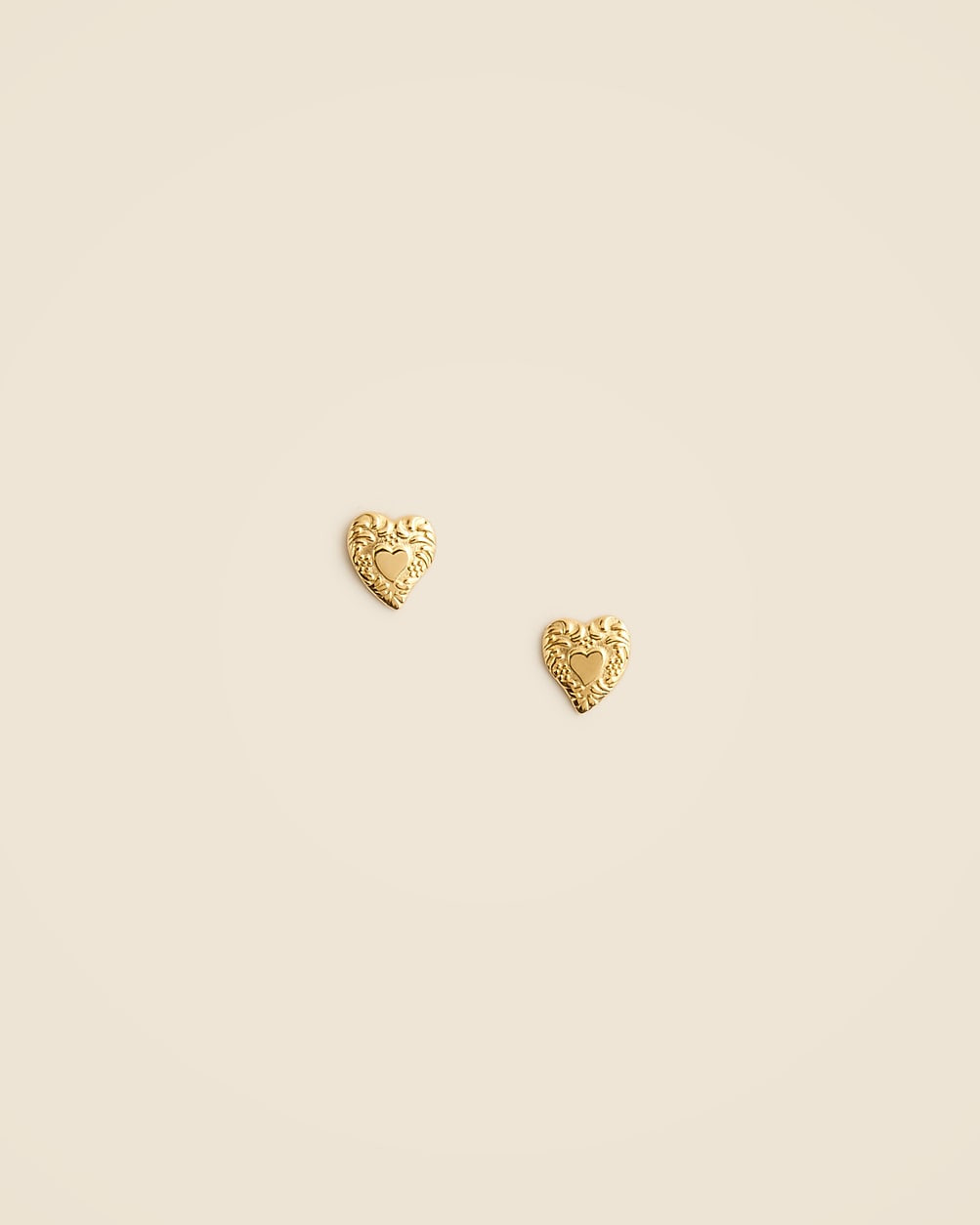Gold vermeil engraved heart stud earrings | J. Crew US