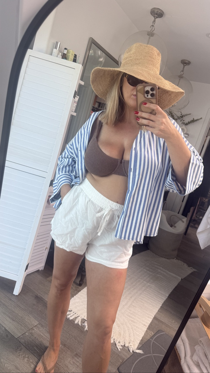 Beach day look!

Love this flow shirt, wearing CL

Shorts in Xal

Bikini LDD too and XL regular bottom

#LTKMidsize #LTKTravel #LTKSwim