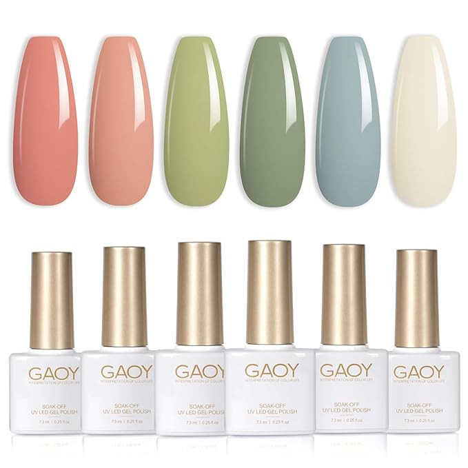 GAOY Green White Spring Gel Nail Polish Set, 6 Colors Blue Pink Coral Olive Soak Off UV Light Cur... | Amazon (US)