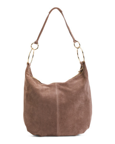 Made In Italy Suede Ring Accent Hobo | TJ Maxx