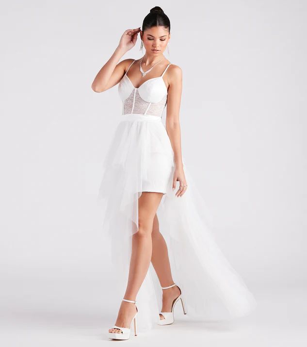 Ashlie Formal Lace Corset Ruffled Dress | Windsor Stores