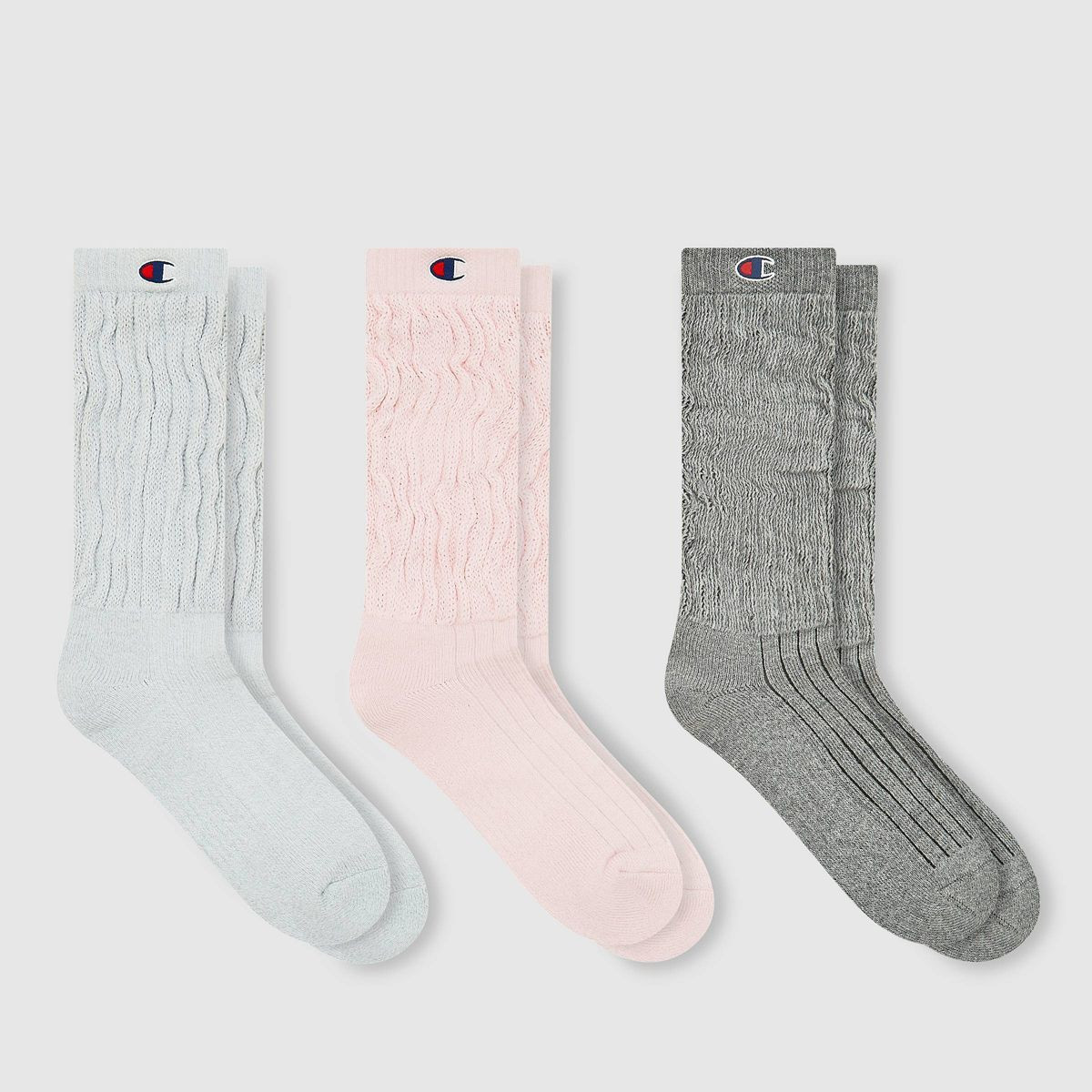 Champion Women's Authentic Originals 3pk Slouch Socks Gray/Pink/Dark Gray 4-10 | Target