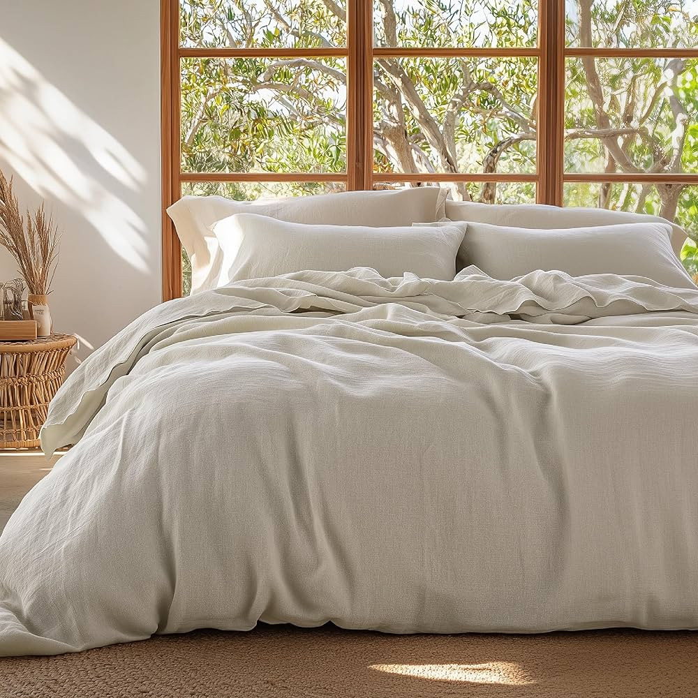 Bedsure 100% Muslin Cotton Duvet Cover King Size - Ultra-Soft, Breathable & Lightweight - Linen L... | Amazon (US)