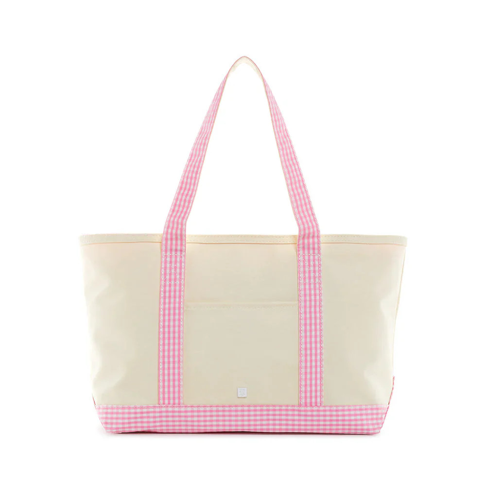 Gingham Pink Trim Medium Tote | Morrow and Main