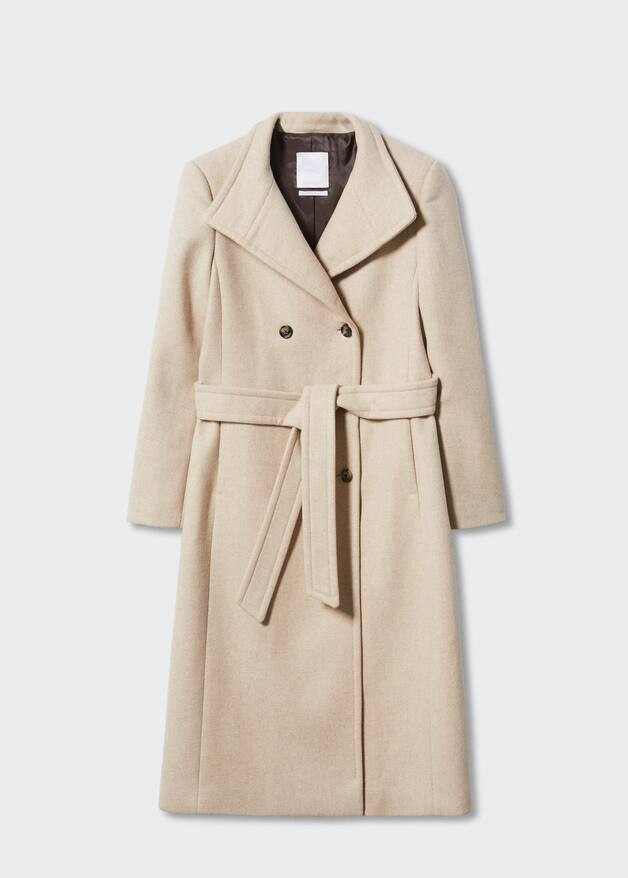 Woollen coat with belt -  Women | Mango United Kingdom | MANGO (UK)
