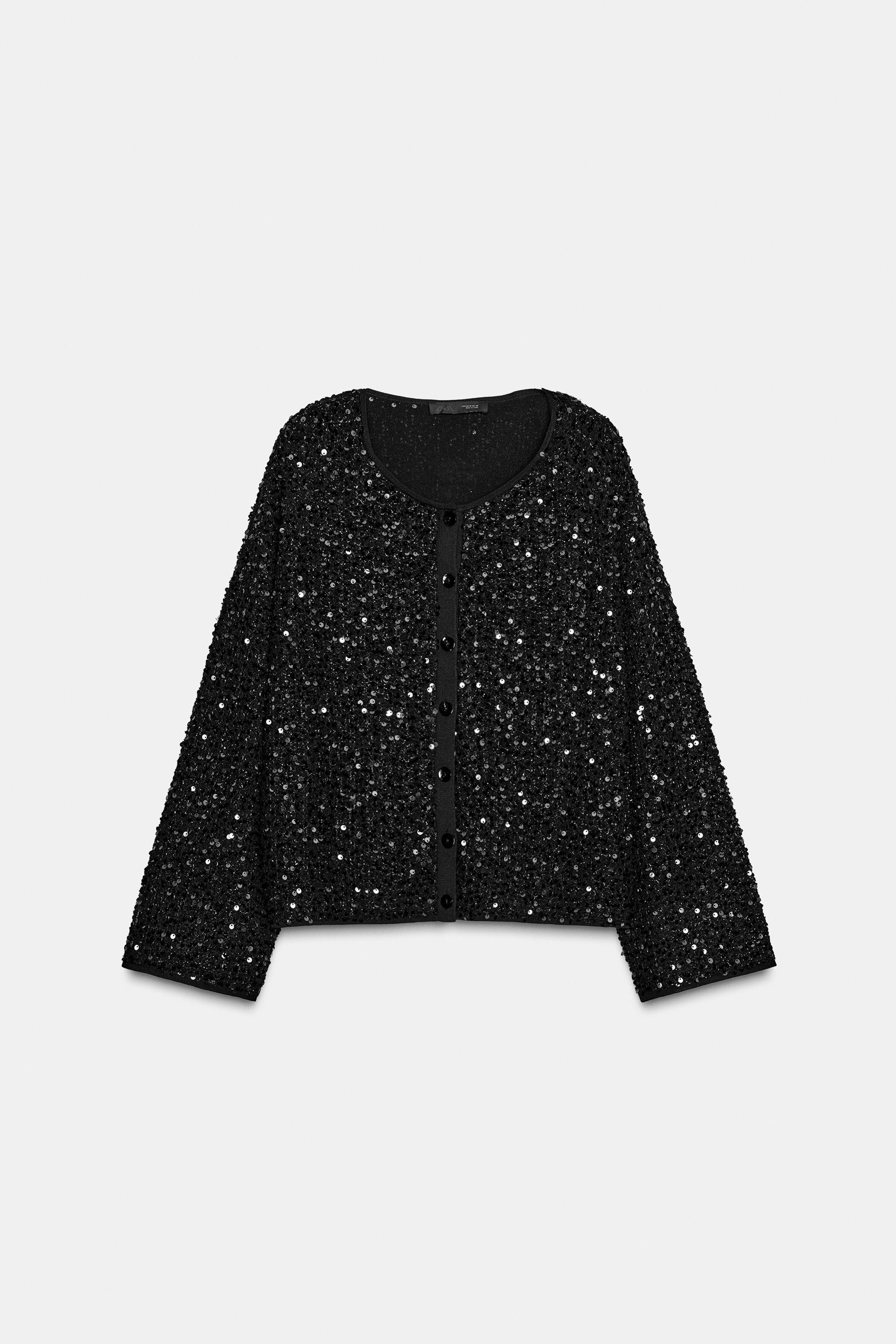 SEQUIN KNIT CARDIGAN | Zara US