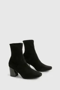Boots | Wide Fit Flare Heel Sock Boots | boohoo | Debenhams UK