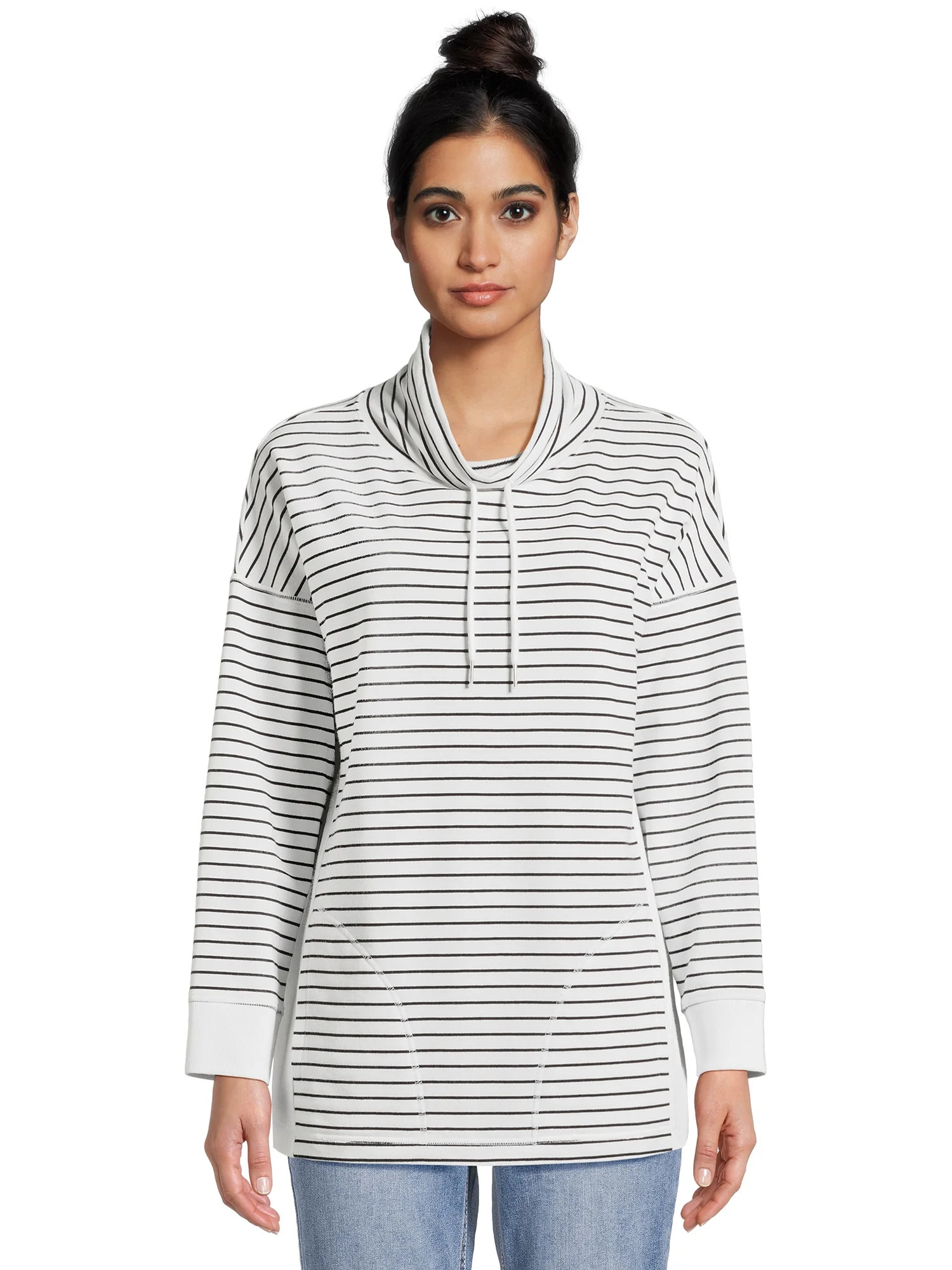 Time and Tru Women’s Cowl Neck Tunic Sweatshirt, Sizes XS-XXXL | Walmart (US)