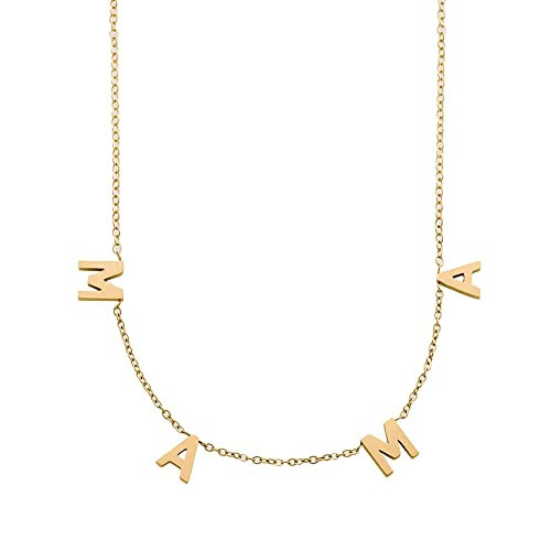MAMA Letter Necklace for Women - 18k Gold Plated Necklaces for Mom w/ Stainless Steel Base – 18” MAMA Gold Necklace w/ Adjustable 16” – Hypoallergenic Womens Letter Necklace – Mom Gifts from Daughters | Amazon (US)