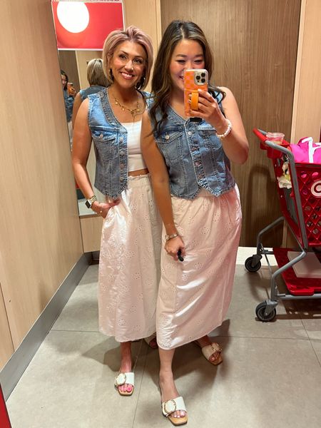 Love this entire look! Styling the denim vest & most darling midi length eyelet skirt👏  
Both wearing the small in the vest
Medium in skirt (could have done a small but they were oos at our store)


#LTKSaleAlert #LTKFindsUnder50 #LTKStyleTip