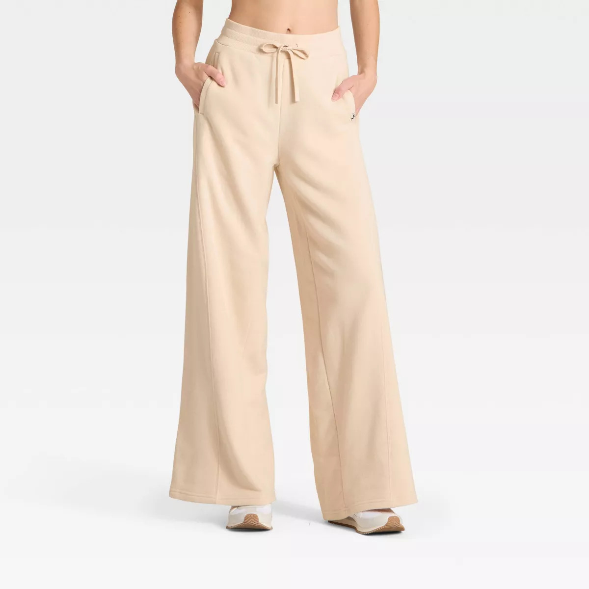Women's French Terry Wide Leg Sweatpants - JoyLab™ Tan | Target