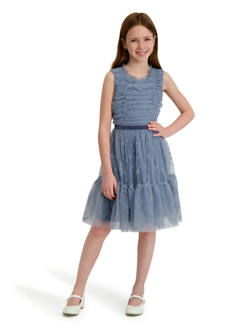Kensie Girl Flocked Mesh Sleeveless Dress, Sizes 4-16 | Walmart (US)