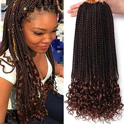7 Packs 18 Inch Crochet Box Braids Hair with Curly Ends Prelooped Bohemian Goddess Box Braids Cro... | Amazon (US)
