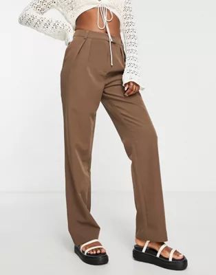 NA-KD mix tailored trousers in brown - BROWN | ASOS (Global)