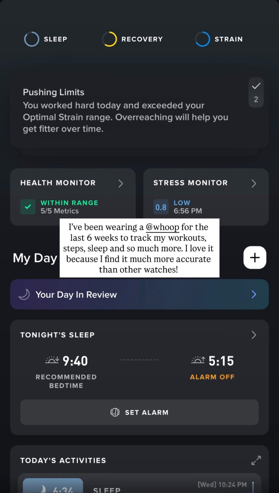 Love my whoop watch for tracking literally everything!

#LTKdayinmylife #LTKmomlife #LTKActive