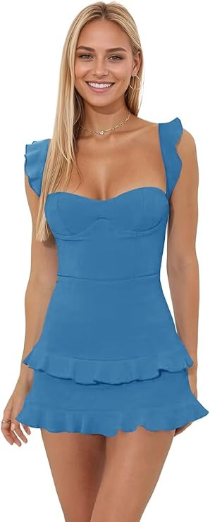 Fivsole Tight Ruffles Homecoming Dress for Teens Short HOCO Dress Flutter Sleeves Formal Graduati... | Amazon (US)
